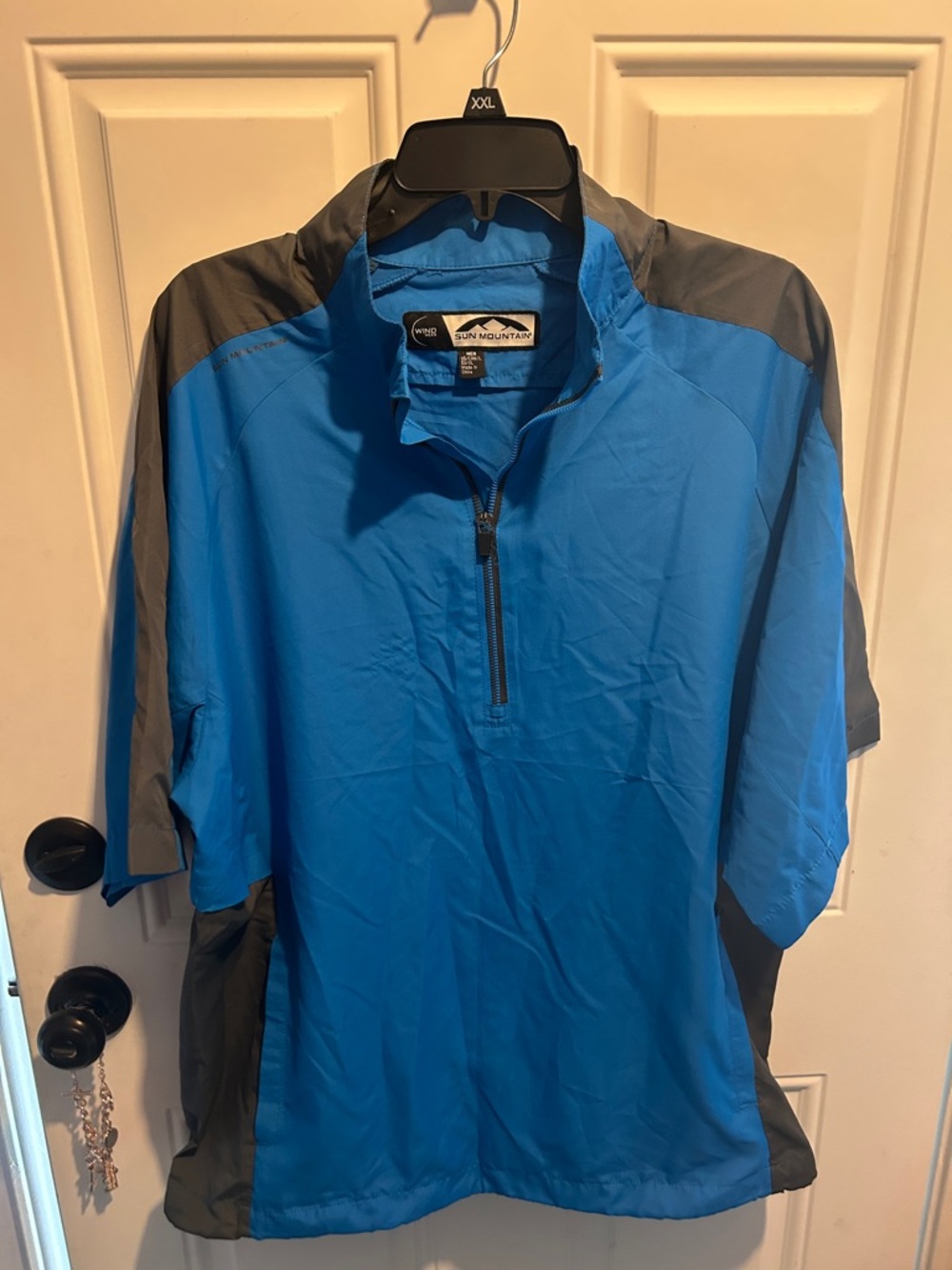 Sun Mountain Men's Blue Short-Sleeve Half-Zip Golf Shirt